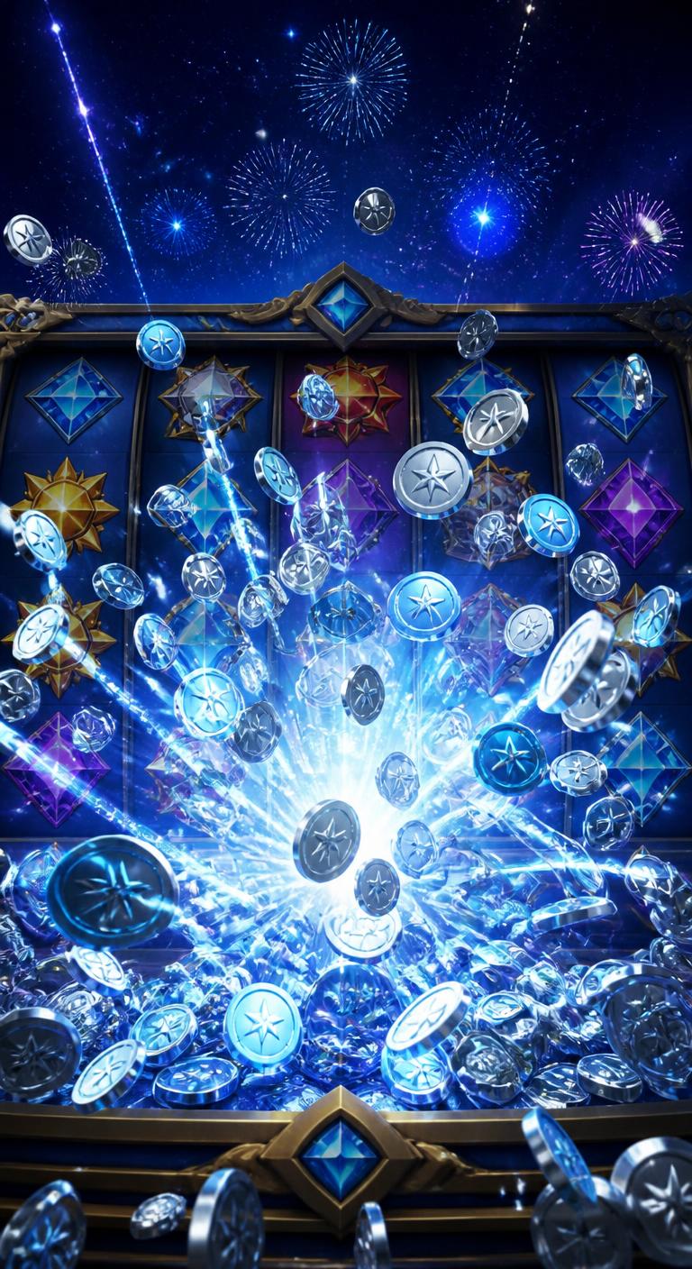 Big win celebration with exploding virtual coins